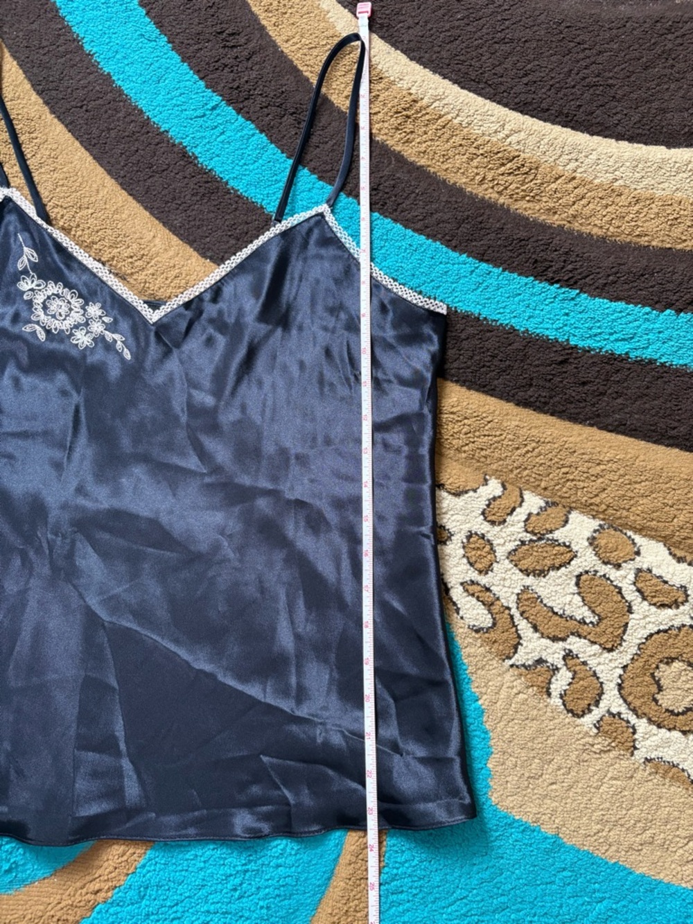Jones New York Navy Black Satin Spaghetti Strap Camisole - Picture 5 of 5